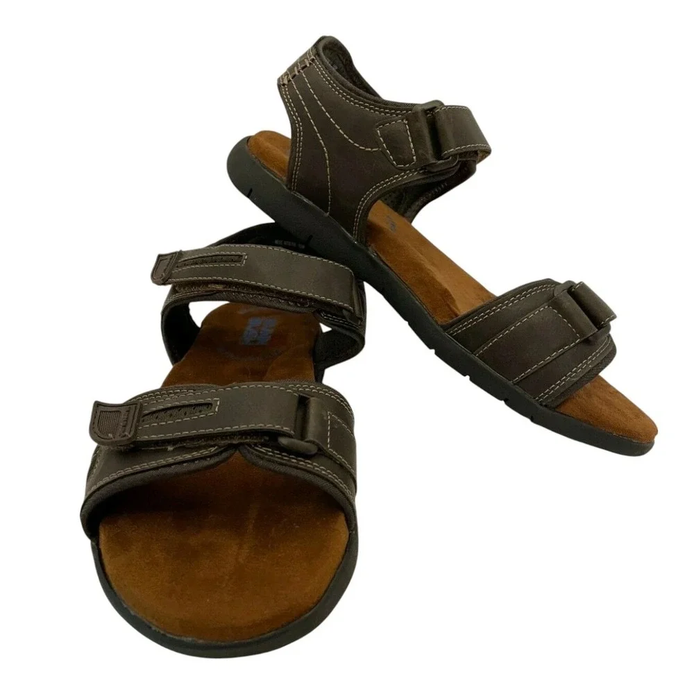 Nunn Bush Men's Rio Grande Two Strap Memory Foam Comfort Sandal Size 10W Brown